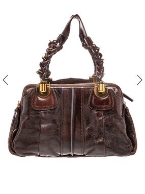 Vintage Chloé Heloise Dark Brown Braided-Handle Leather Shoulder Bag